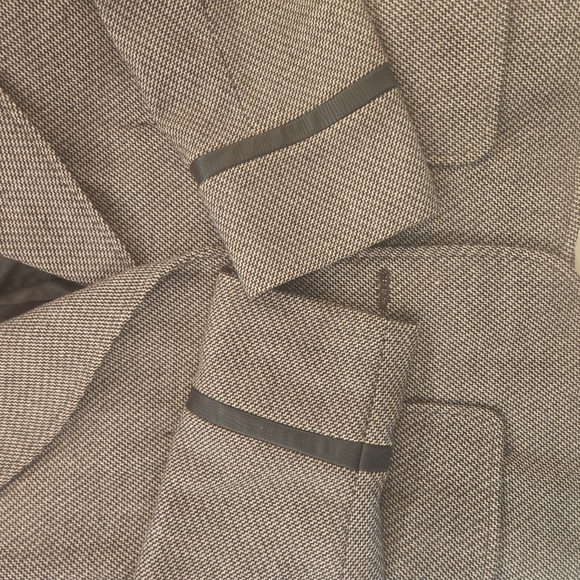 Harve Bernard Sport Wool Leather Tweed Single Breasted Blazer Brown Size 10 - Picture 8 of 11